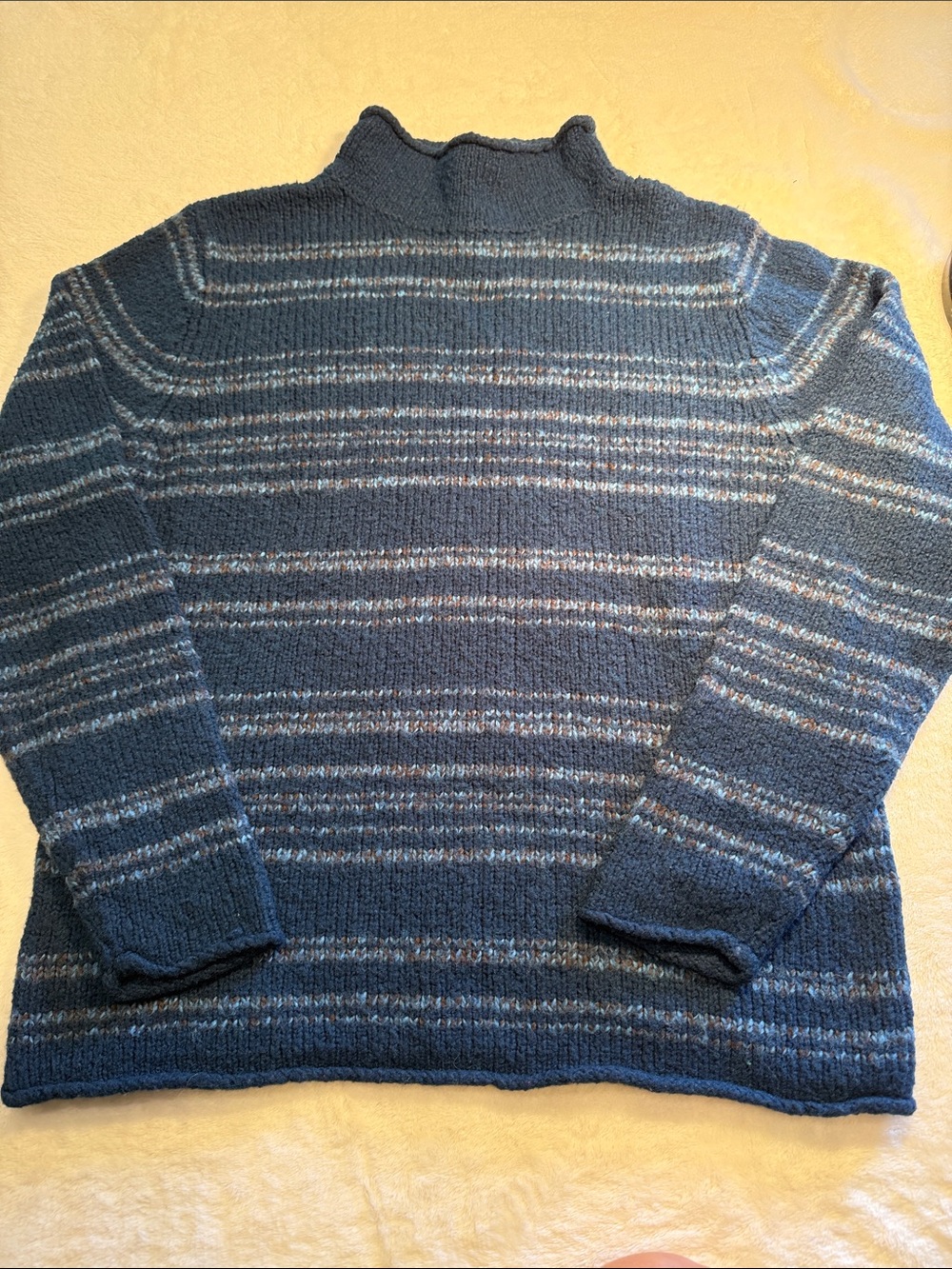 Vintage St. John's Bay Navy/ light Blue Striped Mock Neck Sweater